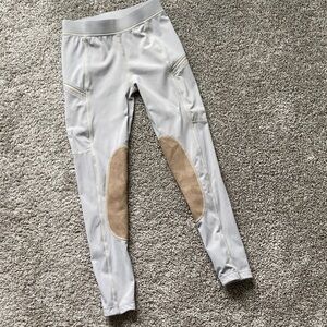 Willit Equestrian Riding pants leggings Faux sued knee patch Zipper pockets sz M